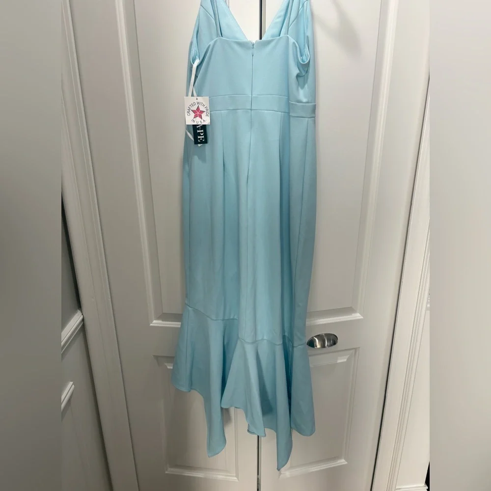 XSCAPE- Asymmetrical Light Blue Dress - Picture 3 of 5